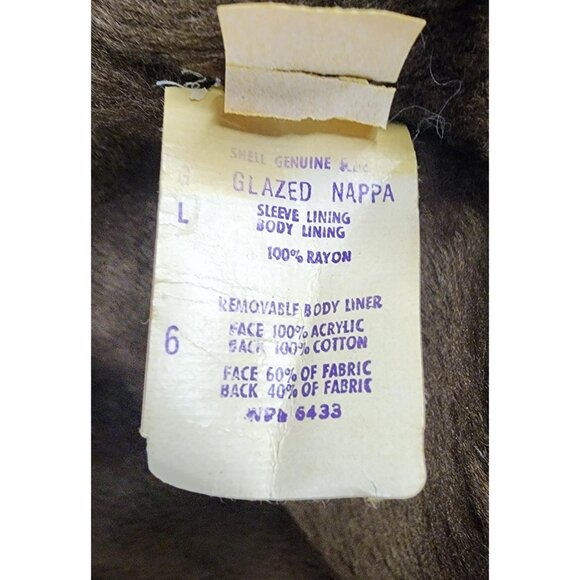 Vintage Leather Jacket Mens 42 Long Glazed Nappa Double Breasted Car Coat 70s - Picture 14 of 15